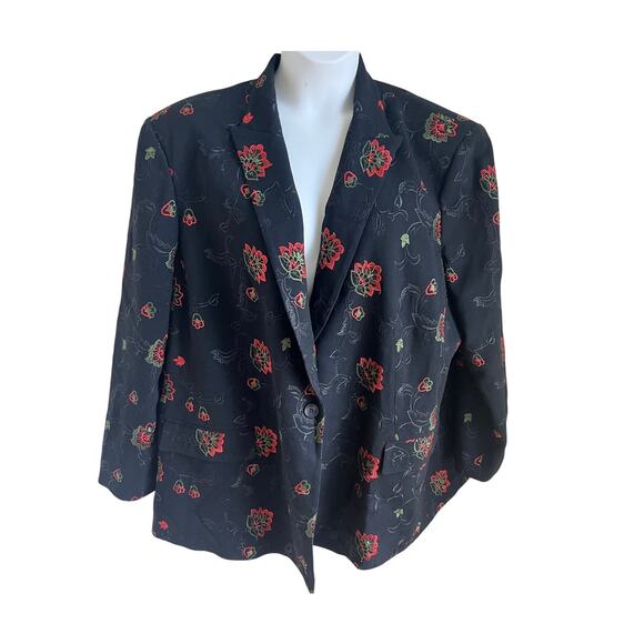 Vintage Oscar by Oscar‎ de la Renta 24W Wool Floral Jacket Artsy Maximalist - Picture 1 of 8